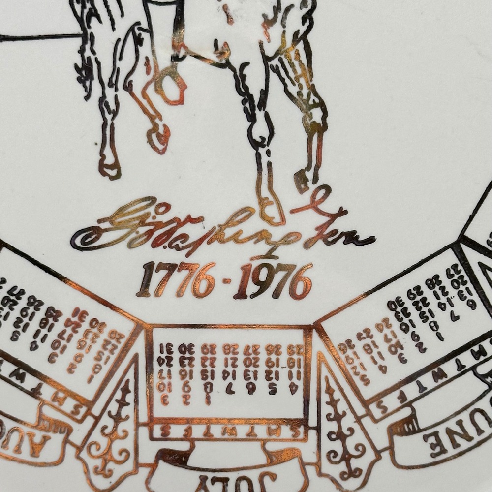 Marcus Jewelers George Washington 1776 Bicentennial Calendar Plate Gold Rim 1976 - Picture 3 of 5